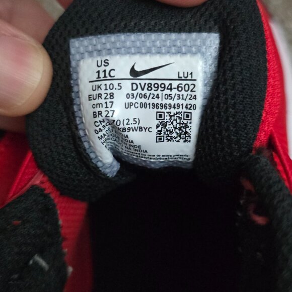 Nike Kids Sneakers Red/White US 11C Lightweight Breathable Mesh Durable Grip V - Picture 5 of 6
